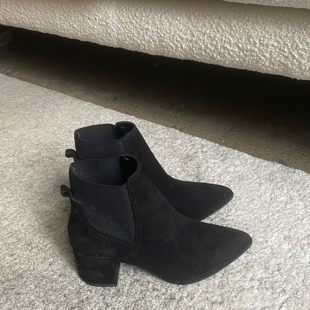 Aldo Genuine Suede Booties Blocked Heel Pointy